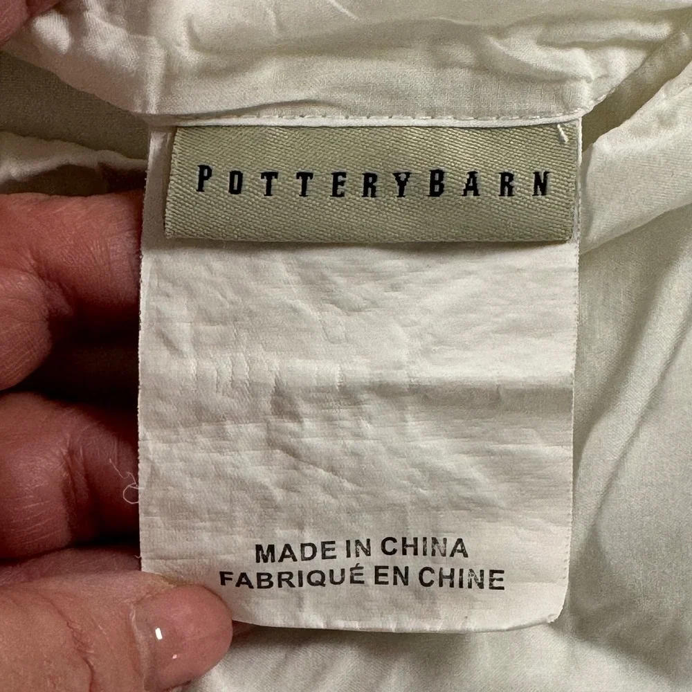 Pottery Barn White Pintuck Embroidered Multi-Colored Floral Tufts Euro Sham